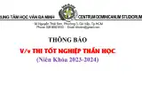 THÔNG BÁO THI TỐT NGHIỆP THẦN HỌC