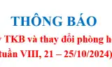 Thời Khóa biểu và thay đổi phòng học trong tuần VIII (21 - 25/10/2024)