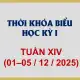 Thời khóa biểu - Tuần XIV (01-05/12/2025)