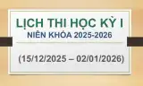 Lịch thi Học kỳ I (15/12/2025 - 02/01/2026)