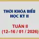 Thời khóa biểu HK II - Tuần II (12-16/01/2026)